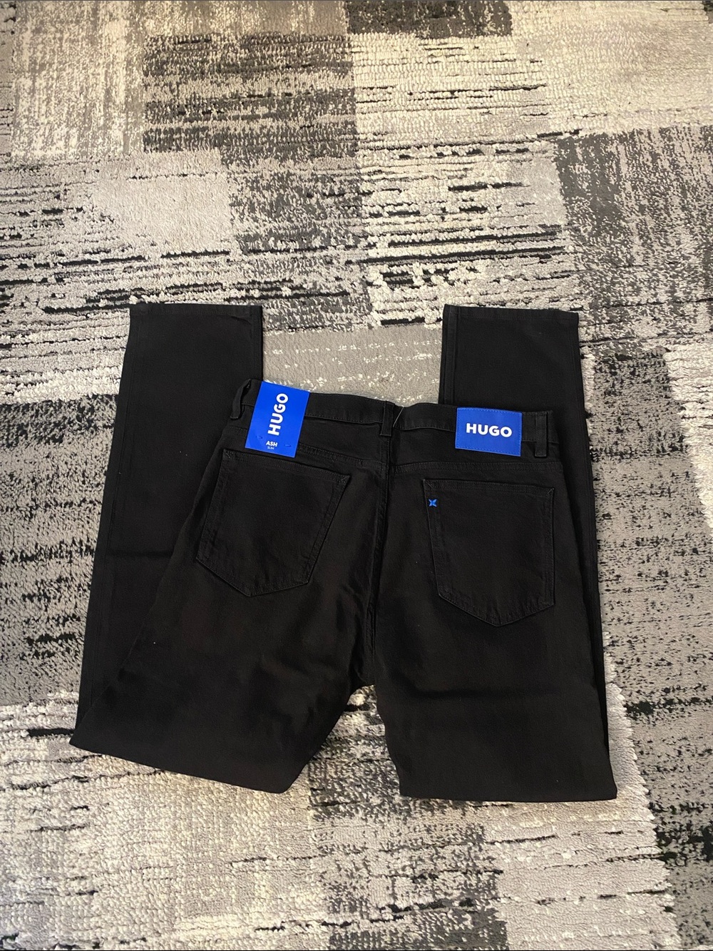New Men’s Hugo by Hugo Boss Ash Slim Fit Jeans Black 32 x 32